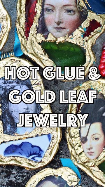 Gold Leaf Jewelry Diy, Hot Glue Jewelry Diy, Hot Glue Jewelry, Mark Montano, Crafts With Hot Glue, Upcycle Inspiration, Gold Leaf Jewelry, Diy Resin Mold, Diy Techniques And Supplies