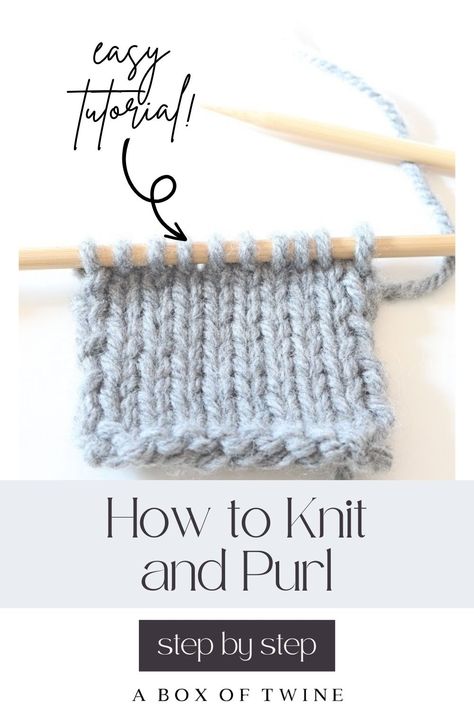 knitting tutorial Knit Vs Purl Stitch, Knit Vs Purl, Basic Knitting Stitches, Knitting Stitches Free, Pearl Stitch Knitting, How To Knit For Beginners, Knitting Stitches For Beginners, Knit One Purl One, Grandma Activities