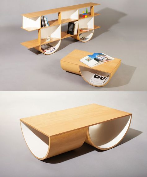 Dome-Shaped Storage Vaults Double Up As End Tables  #Bookshelf #bookcase #shelvingunit #shelf #storageideas Interactive Furniture Design, Dome Shelf, Cardboard Furniture Design, Storage End Table, Module Design, Speculative Design, Eclectic Interior Design, Shelf Furniture, Convertible Furniture