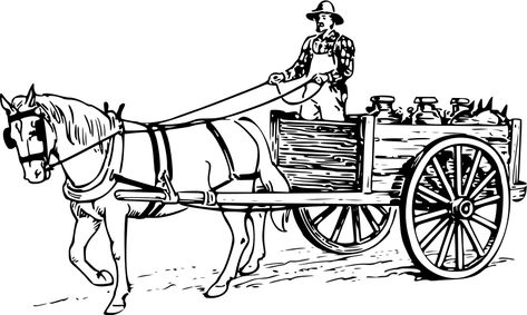 Cart - Openclipart Horse Coloring Books, Horse Wagon, Horse Cart, Horse Drawn Wagon, Farm Animal Coloring Pages, Drawing Tutorials For Beginners, Horse And Buggy, Horse Coloring Pages, Horse Carriage