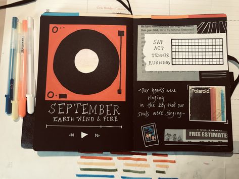 Music Theme Journal Ideas, Music Theme Scrapbook, Scrapbook Themes Design, Music Bujo Theme, Music Diary Ideas, Music Scrapbook Page, Scrapbook Music Ideas, Music Journal Aesthetic, Music Scrapbook Ideas