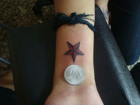 Nautical star wrist tattoo Star Tattoo On Wrist, Nautical Star Tattoos, Interesting Style, Nautical Star, Nautical Tattoo, Star Tattoo, Vintage Tattoo, Star Tattoos, Old School Tattoo