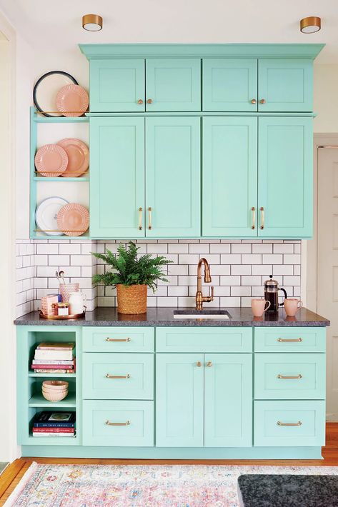 Before & After Kitchen: Streamlining for Workflow - This Old House Robins Egg Blue Kitchen, Leathered Granite Countertops, Wardrobe Shelves, Shelves Cupboard, 2022 Kitchen, Dreamy Kitchens, Leather Granite, Before After Kitchen, Classic Cabinet