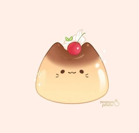 Flan Pudding, Vlog Ideas, Kawaii Cat Drawing, Chibi Food, Cute Food Drawings, Cute Food Art, Cute Animal Drawings Kawaii, Cute Doodles Drawings, Cute Kawaii Drawings