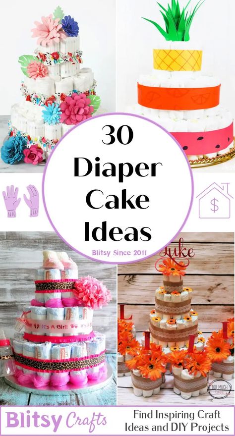 Dipper Cakes, Unique Baby Shower Cakes, Diaper Cake Ideas, Diaper Motorcycle Cake, Baby Shower Watermelon, Party Crowd, Unique Diaper Cakes, Diy Diaper Cake