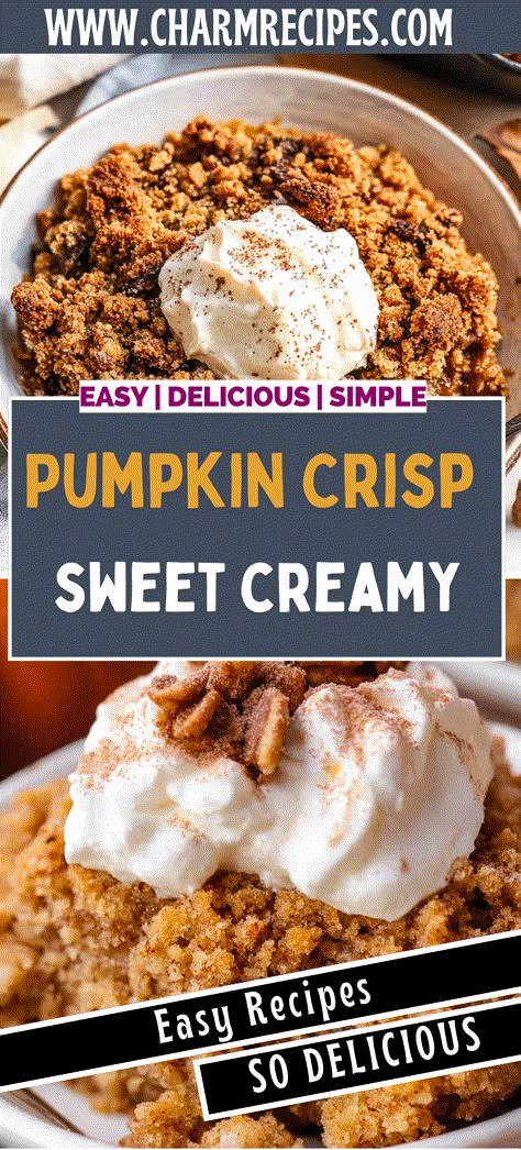 Crockpot Pumpkin Crisp, Pumpkin Crisp Recipe Healthy, Pumpkin Crisp Recipe Easy, Pumpkin Crisp Recipe, Work Treats, Crisps And Cobblers, Crisp Desserts, Pumpkin Crisp, Pumpkin Filling