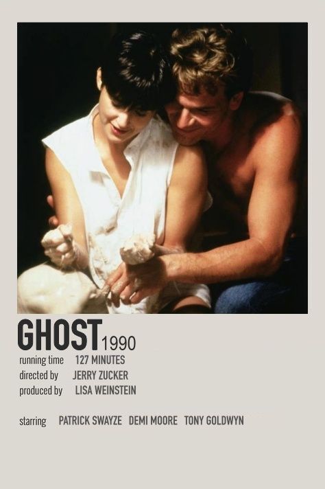 minimalist / alternative film poster Ghosted Movie Poster, Ghost Movie Poster, Ghost Polaroid, Classical Movies, Ghost 1990, Movie Playlist, Ghost Film, Ghost Movie, Minimalistic Posters