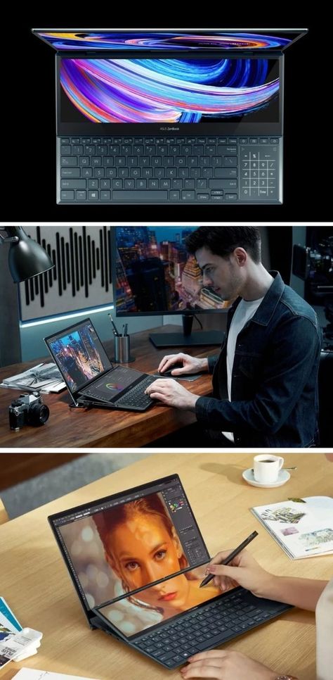 Asus Zenbook Pro Duo, Asus Zenbook, Dual Screen, Cool Pixel Art, Color Scale, Intel Processors, Laptop Screen, Seamless Transition, Adobe Creative Cloud