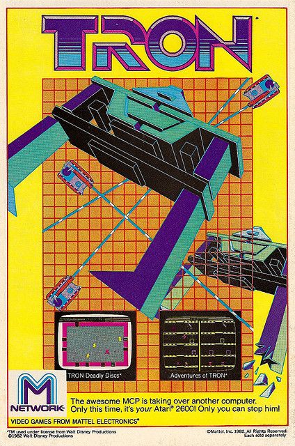 Tron Game, 80s Video Games, Atari Games, Video Game Posters, Vintage Video Games, Vintage Videos, Atari 2600, Retro Video, Classic Video Games