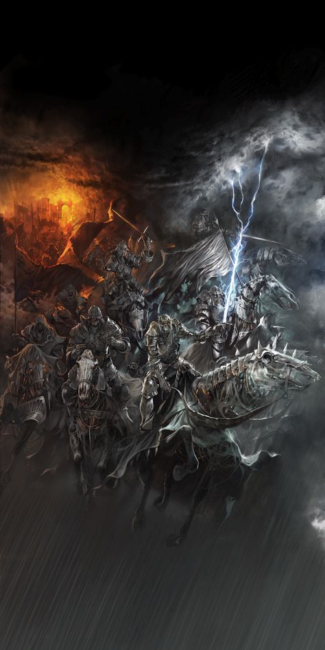 The Wild Hunt, or Wraiths of Mörhogg, as they are called in Skellige, was widely believed to be a group of specters galloping in the sky. They were described by common folk as a cavalcade of wraiths on undead horses galloping across the sky and serving as an omen of war. In fact, they are a... The Witcher 1, The Witcher Wild Hunt, The Witcher Game, Art Examples, Witcher Art, Witcher 3 Wild Hunt, Dark Souls Art, Creative Concept, 다크 판타지