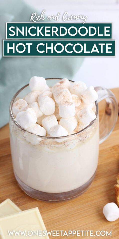 Vanilla Hot Chocolate Recipe, Hot White Chocolate Recipe, Snickerdoodle Hot Chocolate Recipe, Snickerdoodle Hot Chocolate, Perfect Hot Chocolate, Warm Drinks Recipes, White Hot Chocolate Recipe, Best White Chocolate, Hot Chocolate Mix Recipe