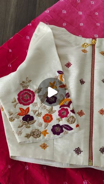 Varnika boutique by @Sujathapanjam on Instagram: "White Raw Silk Blouse with intricate floral thread embroidery, tailored to perfection as per our customer's choice. Complete with a sleek zip closure at the back, this timeless piece is a true statement of elegance. Available now for Rs. 6000, including stitching, exclusively at Varnika Boutique Official. Elevate your wardrobe with our signature craftsmanship.   #VarnikaBoutique #SilkBlouse #Embroidery #FashionForward" White Raw Silk Blouse Designs, Raw Silk Blouse Designs, Blouse Embroidery Designs Silk, White Raw Silk Blouse, Floral Thread Embroidery, Raw Silk Blouse, Statement Blouse, Blouse Designs Silk, Instagram White