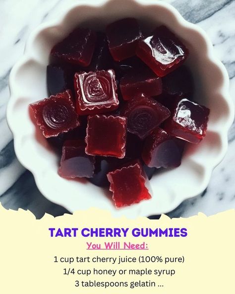 The Savory Secrets Society | Tart Cherry Gummies | Facebook Tart Cherry Gummies, Cherry Gummies, Healthy Candy Recipes, Hard Candy Recipes, Healthy Candy, Cherry Syrup, Tart Cherry Juice, Healthy Herbs, Cherry Juice