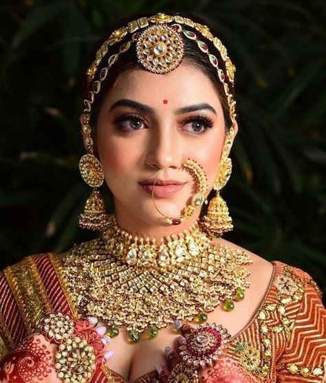 Latest Bridal Makeup, Rajasthani Bride, Best Indian Wedding Dresses, Bridal Hairstyle Indian Wedding, Indian Bride Makeup, Bridesmaid Photoshoot, Bridal Makeup Images, Bridal Necklace Designs, Makeup Images