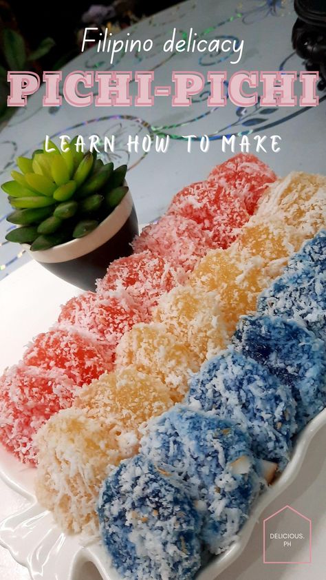 Pichi pichi recipe a filipino dessert Cassava Recipes Filipino Desserts, Filipino Desserts Easy, Easy Filipino Potluck Dishes, Pinoy Dessert Filipino Food, Kikiam Recipe Filipino, Palitaw Recipe Filipino Food, Filipino Desserts Recipes, Philippino Food Recipes, Filipino Dishes Recipe