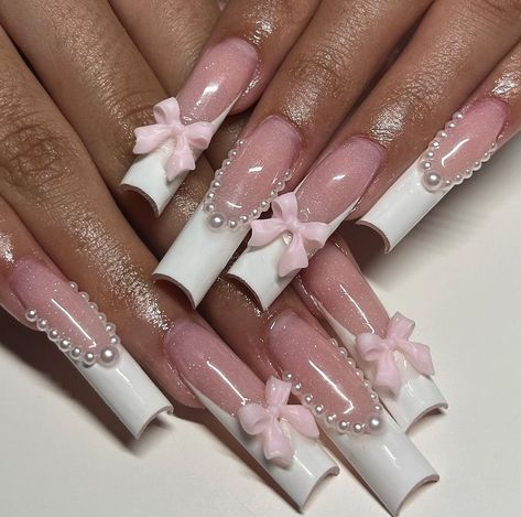 pink bow croquette coquette nails Coquette Bday, Sweetheart Nails, Codes Wallpaper, Ballerina Acrylic Nails, Healthy Abs, Paznokcie Hello Kitty, Bday Nails, Fake Nails White, Fake Nail Tips