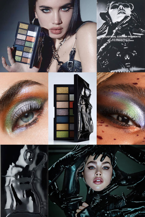 This is a rebellion against beauty convention — a grunge-inspired palette with a punk purview. Featuring 14 richly-pigmented eyeshadow shades, from soft mattes to cosmic metallics. Not for the faint of heart; created for non-conformists. Presented in a custom lacquered black case, these shades were selected by Isamaya for sublime creativity. Industrial Colour Pigments is the palette of your dreams. Affiliate link. Isamaya Industrial Palette, Isamaya Eyeshadow, Isamaya Palette, Industrial Palette, Luxury Eyeshadow Palette, Luxury Eyeshadow, Silver Color Palette, Website Color Palette, Makeup Wishlist