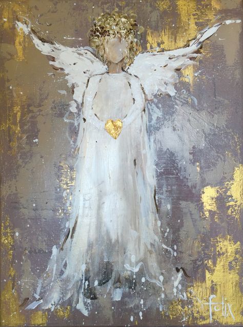 By Anita Felix Felix Painting, Acrylic Angel Painting, Painted Angels, Painting Angels, Angels Painting, Angel Paintings, Angel Artwork, Angel Images, Angel Painting