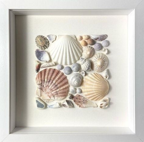 Seashell Art Diy, Art Coquillage, Seashell Projects, Shell Crafts Diy, Sea Crafts, Soyut Sanat Tabloları, Shell Decor, Sea Glass Crafts, Seashell Art