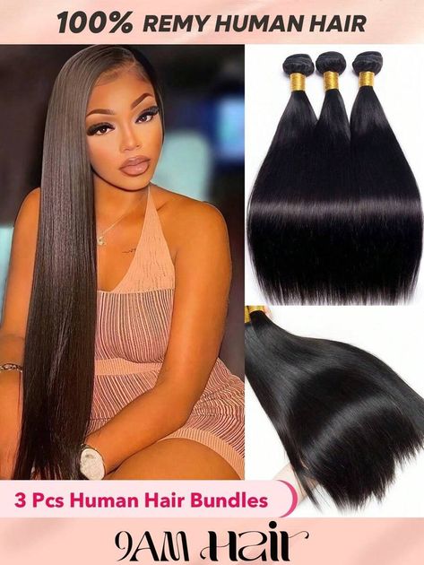 3pcs Straight Hair Bundles Natural Color 8-30Inch Remy Human Hair Extensions For Women | SHEIN USA Straight Hair Bundles, Remy Human Hair Extensions, Remy Human Hair, Hair Bundles, Human Hair Extensions, Straight Hair, Natural Color, All Fashion, Straight Hairstyles