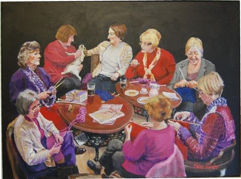 "The Knitting Group" by John Hunter Knitting Images, Knitting Pictures, Knitting Art, Knitting Humor, Knitting Group, People Having Fun, Knit Art, Pictures Of People, Downton Abbey