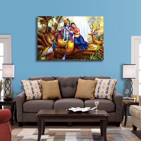 Radha Krishna Photo Frame, Cartoons Krishna, Radha Krishna Painting, Buddha Painting Canvas, Colored Pencil Portrait, Tshirt Painting, Mandala Art Therapy, Painting For Living Room, Buddha Painting