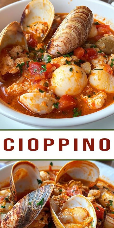 Indulge in this mouthwatering Cioppino recipe, a classic Italian-American seafood stew loaded with fresh seafood like shrimp, clams, mussels, and fish in a rich tomato and wine broth. Perfect for seafood lovers and easy to make for an impressive dinner! 🍤🍅 Click to get the recipe, and don’t forget to save this Pin for future cooking inspiration. You’ll want this Cioppino on repeat! 😋 #Cioppino #SeafoodStew #ItalianRecipes #DinnerIdeas #EasyRecipes #SeafoodLovers #CookingInspo Cioppino Recipe Easy, Seafood Cioppino, Cioppino Recipe, Seafood Soup Recipes, Impressive Dinner, Fall Soup Recipes, Seafood Stew, Easy Seafood, Seafood Soup