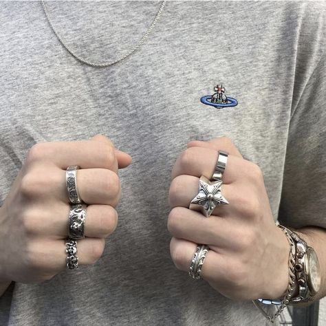 Gay Rings, Chrome Hearts Jewelry, Hearts Jewelry, Rings Aesthetic, Ring Inspo, Detailed Jewelry, Classy Jewelry, Ring Watch, Funky Jewelry