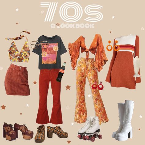 80s Inspired Outfits Party Retro, 70s Fashion Party Outfits, Annee 70 Outfit, 70 80 Fashion Outfit, Retro Outfits 80s Style Women Dress, 1970s Fashion Aesthetic, 1970 Outfits Women, 60 70 Fashion Outfit, 70s Themed Birthday Party Outfits