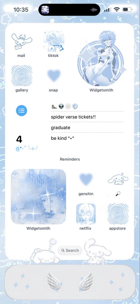 Ios16, ios15, ios14, aesthetic, blue, layout, icon, widget, anime, rei ayanami, cinnamoroll, sanrio, cute, phone, anime, pastel, angel Blue And White Ios 16, Rei Phone Theme, Rei Ayanami Phone Theme, Cinnamoroll Phone Layout, Cute Layout Iphone, Soft Blue Widget, Anime Ios 16 Layout, Cybercore Phone Theme, Blue Phone Widget