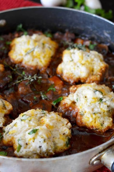 [ Guinness Beef Stew with Cheddar Herb Biscuits ] #beef #stew #biscuits Herb Biscuits, Guinness Beef Stew, Irish Recipes, Beef Dishes, Beef Stew, Stew Recipes, Meat Dishes, Main Meals, Guinness