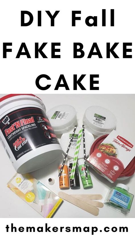 Diy Faux Cake, Fall Fake Bakes, Fake Bakes Diy, Fake Cake Ideas, Fake Bake Diy, Bake Ideas, Styrofoam Plates, Bake Cake, Budget Crafts