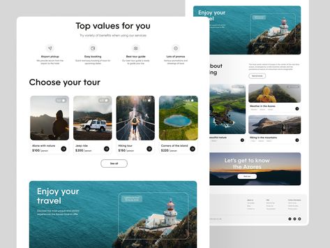 Landing Ideas, Travel Website Design, Azores Islands, The Azores, Ui Design Website, Website Design Services, Web Layout Design, Travel Website, Travel App