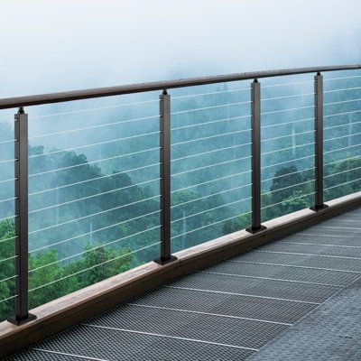 Deck Railing Diy, Wire Deck Railing, Stair Railing Kits, Indoor Railing, Aluminum Handrail, Stair Posts, Deck Railing Design, Metal Handrails, Cable Railing Systems