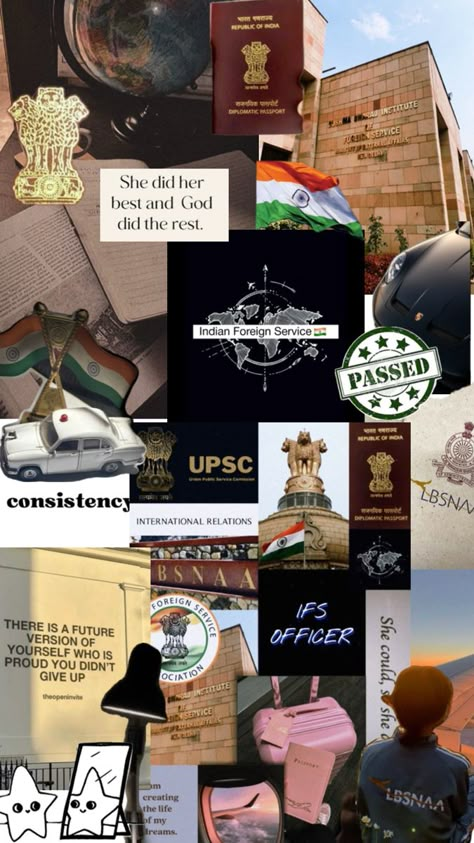 Vision board Ias Wallpaper, Indian Foreign Service, Academic Vision Board, Model United Nations, Ias Preparation, Exam Preparation Tips, Foreign Service Officer, Ias Officer, Vision Board Success