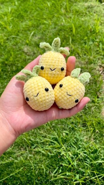 Crochet Cuties! on Instagram: "This pineapple pattern is available on my Etsy! Link in bio ☺️ . . . #handmade #cute #behindthescenes #smallbusiness #handmadewithlove #crochetwithlove #crochetwithme #crochetersofinstagram #yarn #fiberart #fiberartist #yarnaddict #crochetgirlgang #crochetaddict" Pineapple Crochet Pattern Free, Crochet Pineapple, Cute Pineapple, Pineapple Pattern, Pineapple Crochet, Crochet Decoration, Fun Crochet Projects, All Things Cute, Diy Crochet Projects