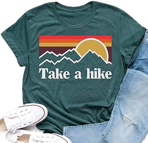 Hiking Graphic, Gifts For Hikers, Printed Summer Shorts, Tshirt Design Ideas, Letter Print Tee, Hiking Tshirt, Mountain Shirt, Shirts Summer, Take A Hike