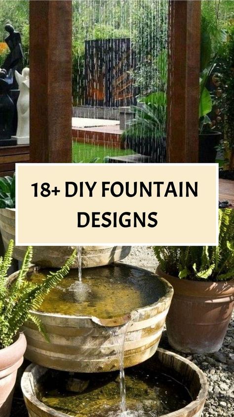 Create a peaceful oasis in your home by exploring various DIY fountain ideas that embody Zen living. Dive into crafting a mini meditation fountain for your tabletop, constructing a soothing bamboo waterfall, or setting up a tiered garden fountain to invite the calming presence of flowing water into your environment. Immerse yourself in the Zen vibe, boost your overall wellness, and revel in the serenity and calmness that these DIY fountain projects can offer. Begin transforming your space into a tranquil retreat today with these inspiring designs! Water Feature Pond Ideas, How To Build Water Fountain, Small Patio Fountain Ideas, Outdoor Waterfall Fountain Ideas, Mini Water Feature Diy, Diy Outdoor Water Features Simple, Diy Zen Water Fountain, Patio Fountains Diy, Garden Fontaine Ideas