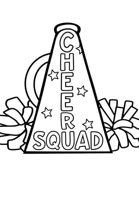 Cheerleading Coloring Pages Free Printable, Cheer Camp Crafts For Kids, Cheer Drawings Easy, Cheer Paintings Ideas, Cheer Doodles, Cheerleading Drawings, Cheer Crafts For Kids, Cheer Coloring Pages, Cheerleading Clipart