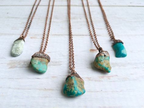 Turquoise nugget necklace | Raw turquoise jewelry | American turquoise pendant | Nevada turquoise necklace | Rough turquoise jewelry This listing is for a small turquoise nugget electroformed and strung on an 18 chain. Each stone is as unique as the person it will adorn. Please allow for Turquoise Jewelry Diy, Diy Things To Sell, Turquoise Bead Earrings, Raw Turquoise, Nugget Necklace, Turquoise Jewelry Native American, Raw Crystal Necklace, Electroformed Jewelry, Diy Things