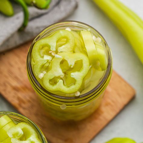 Pickled Banana Peppers - Balancing Bowls Pickle Banana Peppers Recipe, Recipes With Banana Peppers, Sweet Banana Peppers, Hot Banana Peppers, Hot Banana, Pickled Banana Peppers, Banana Peppers, Quick Pickled, Refrigerator Pickles