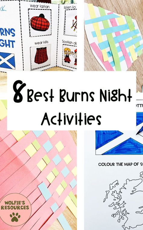 Burns Night activities and crafts Burns Night Activities, Tartan Weaving, Best Burns, Burns Night Crafts, Recipe Sheet, Scottish Flag, Night Activities, Shortbread Recipe, Flag Template