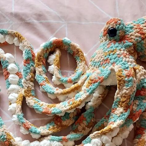 Chelsea on Instagram: "🐙 Anchor Octopus 🐙 I have waited so long to make this pattern, waiting for the right yarn and having enough time to complete such a big project! I'm so glad I did though, because this beauty was worth the wait! QOTD: What is the largest project you've ever made? Pattern: @humblechild.co Yarn: Sailors Delight by @bernatyarn Porcelain by @yarnsmiths Reupload because of cropping issues 😭 #crochet #crochetartist #crochetaddict #crochetersofinstagram  #crochetamigurumi #crochetart #amigurumiaddict #amigurumicrochet #amigurumi #amigurumilove #patterntesterswanted #patterntestercall #crochettester #teddies #stuffedanimals #crochetagram" Crochet Big Amigurumi, Big Crochet Projects, Handy Craft, Octopus Crochet Pattern, Daisy Crochet, Crochet Octopus, Worth The Wait, Crochet Stuff, Big Project