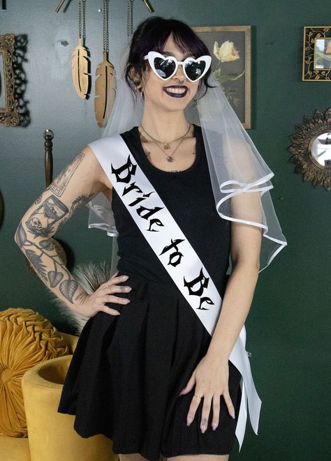 Bride to Be Custom Sash for Emo Punk Alternative Bachelorette Party, Emo Bachelorette gift, Rock n Roll Bride, Bride’s Farewell Tour Emo Night Bachelorette, Farewell Tour Bachelorette, Spooky Bachelorette Party Ideas, Dark Bachelorette Party, Emo Bride, Emo Bachelorette Party, Emo Bachelorette, Alternative Bachelorette Party, Rock And Roll Bachelorette Party