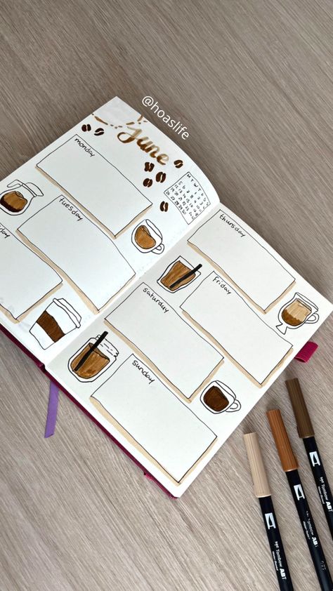 Coffee Doodles Simple, Coffee Bujo Theme, Cozy Bullet Journal Theme, Coffee Bullet Journal Theme, Coffee Journal Ideas, Bujo Coffee Theme, Coffee Theme Bullet Journal, Coffee Theme Journal, Bullet Journal Coffee Theme