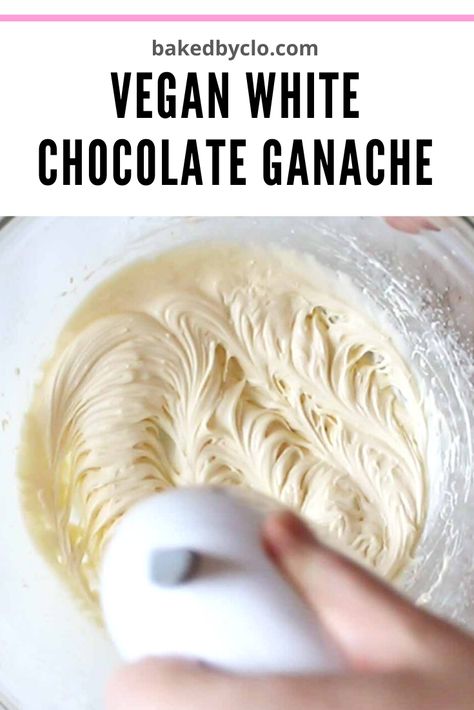 Easy dairy-free white chocolate ganache with just two ingredients. It's firm and pipeable and will hold its shape at room temperature. Vegan White Chocolate Cake, Vegan White Chocolate Ganache, Vegan Ganache Recipe, Dairy Free Ganache, Vegan Ganache, Chocolate Desserts Fancy, Dairy Free White Chocolate, Vegan Naan, Frost Cupcakes