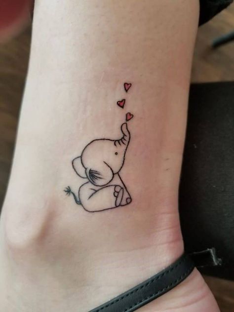 50+ Animal Tattoos That Will Inspire You To Get Inked - Lovely Animals World Little Elephant Tattoos, Simple Elephant Tattoo, Baby Elephant Tattoo, Elephant Tattoo Ideas, Elephant Tattoo Meaning, Cute Elephant Tattoo, Small Animal Tattoos, Tattoo Elephant, Tato Dengan Makna