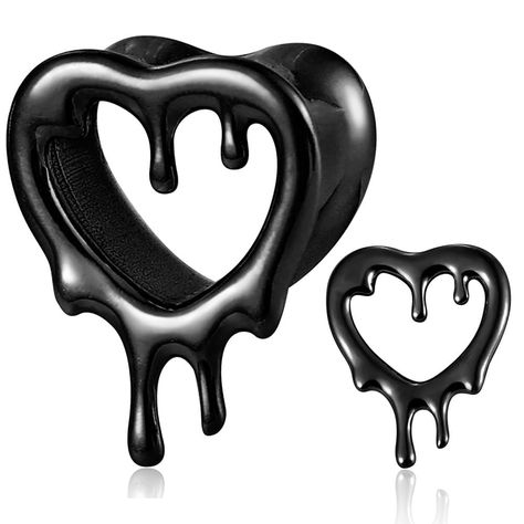 PRICES MAY VARY. Material: The heart ear plugs and tunnels are made of Love drop stainless steel. Hypoallergenic and nickel-free, quality hand polishing, good choice for sensitive women or men, nice look, good weight, comfortable to daily wear. Packing: One pair (2 PCS) ear gauges are packed in a value and elegent gift box. It is a good gift choice for yourself, family or friends at Anniversary, Christmas,Valentine's Day ,Birthday or Wedding Celebration. Ear Gauges Size: 10mm (00g). Color: Black Heart Ear Gauges, Gauge Ears, Ear Gauge Sizes, Plugs And Tunnels, Ear Gauges Plugs, Classic Love, Ear Tunnels, Cute Piercings, Body Jewelry Piercing