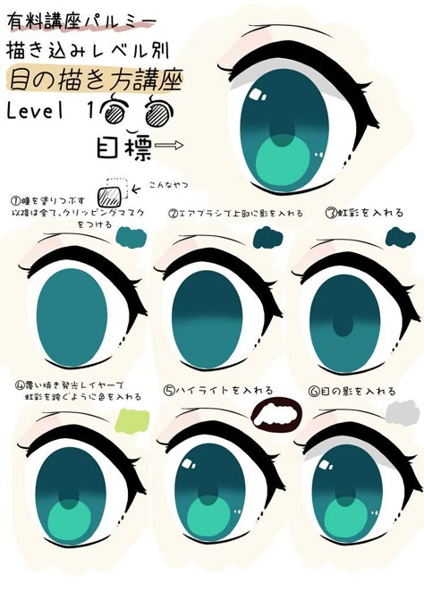 Chibi Eyes, Color Eyes, Cute Eyes Drawing, Oc Pokemon, Eye Drawing Tutorials, Concept Art Tutorial, Digital Art Beginner, Art Videos Tutorials, Art Tools Drawing