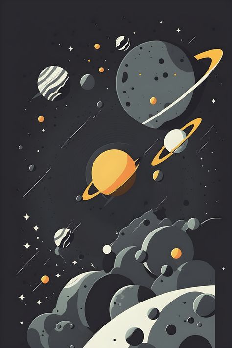 Astronomy Design Ideas, Planet Illustration Art, Space Illustration Wallpaper, Space Illustration Art, Planets Background, Outer Space Illustration, Planets Drawing, Astronomy Planets, Planet Illustration